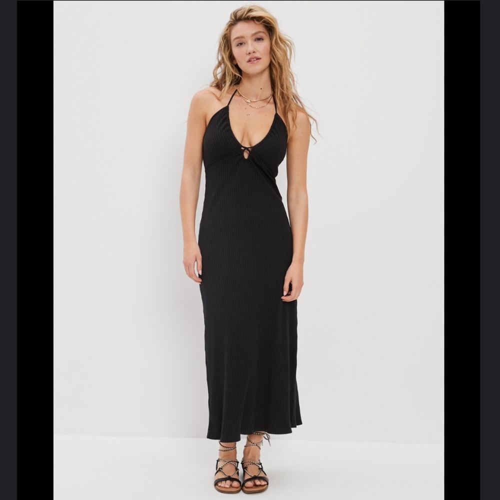 AE Knit Ruched-Front Midi Dress